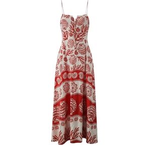 NWT Viral Calypso st Barth Shell Coral Red White Maxi Sun Dress Rio Size M